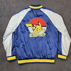 Pokemon Pikachu Satin Bomber‎ Sukajan Jacket Mens Medium Nintendo 2016 Anime